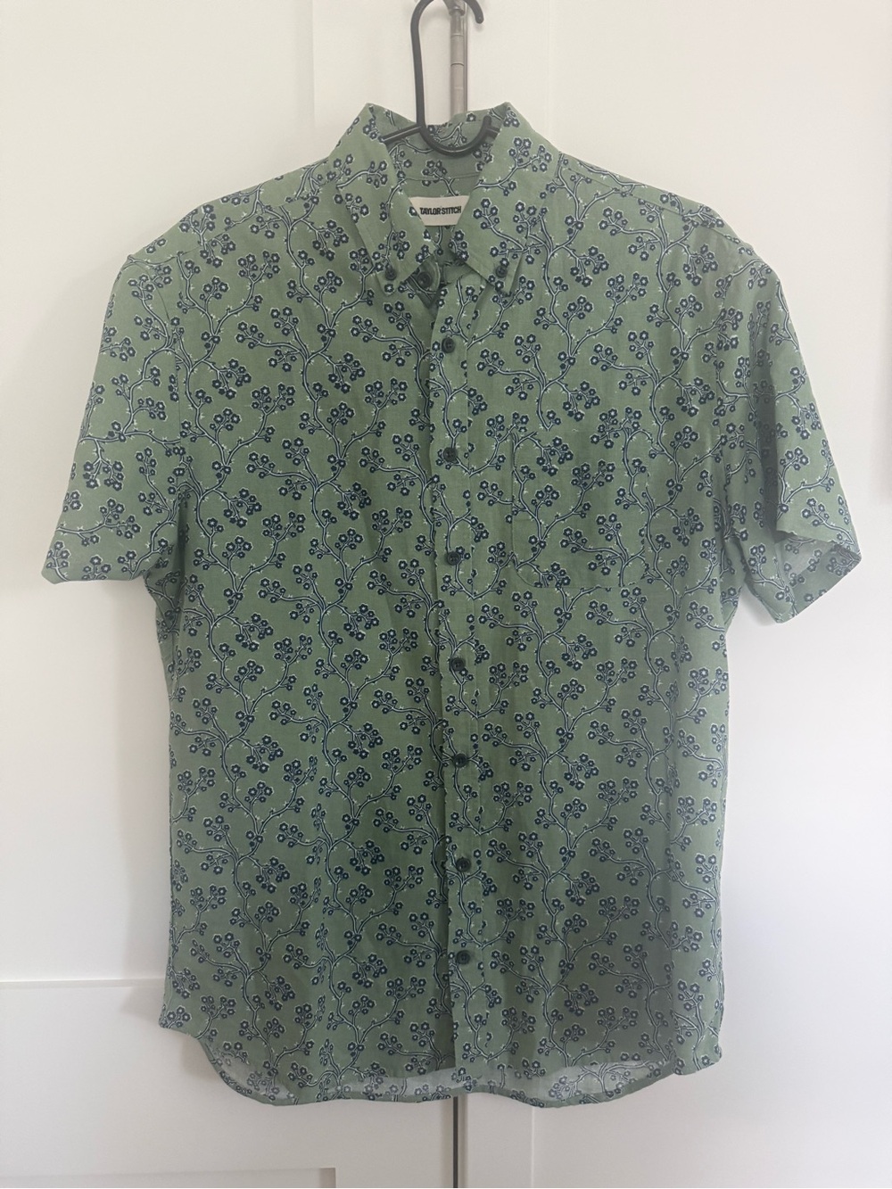 Taylor Stitch Short Sleeve Jack Cherry Blossom Linen Cotton 42/large men's